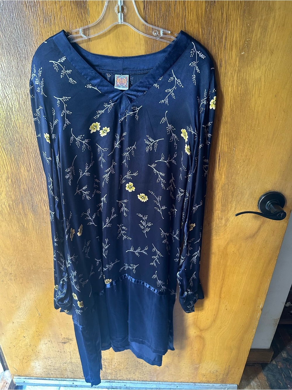 Vintage Oilily Navy Floral Tunic with Yellow Blossom Accents
